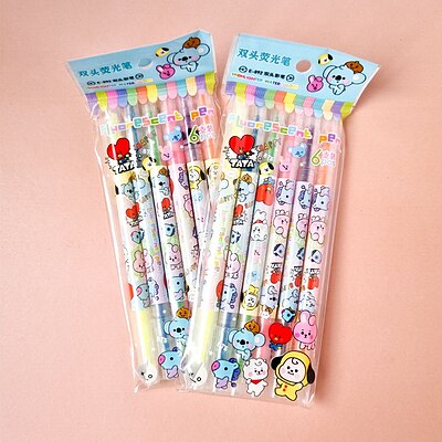 ست هایلایتر دو سر مدل Fluorescent Pen طرح BT21